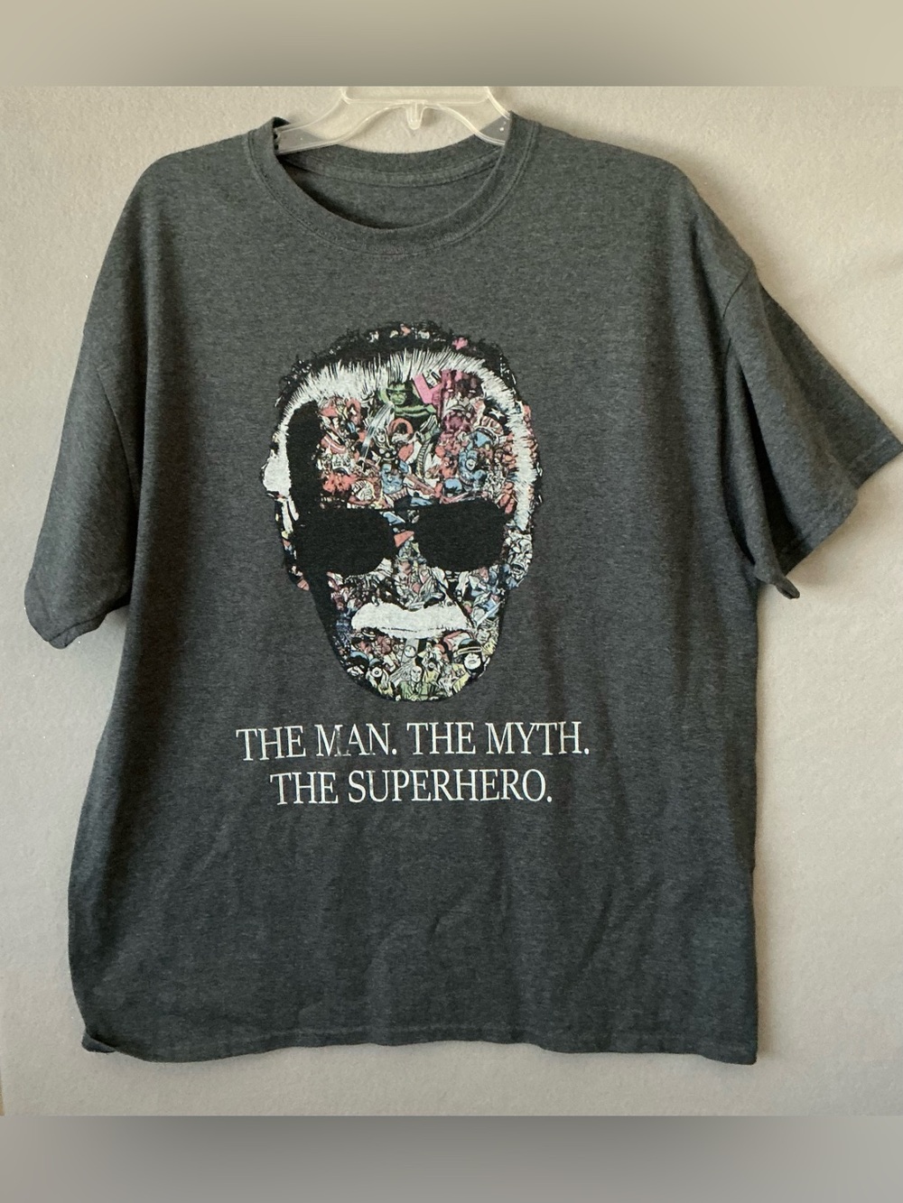 VTG Stan Lee Mosaic Portrait Shirt Marvel Comics Legend Graphic Tee Dark Heather